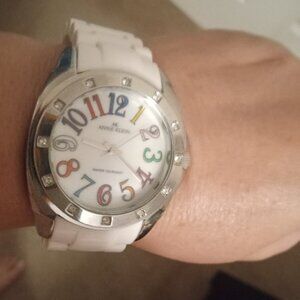 Water Resistant White Watch with Multi color numbers